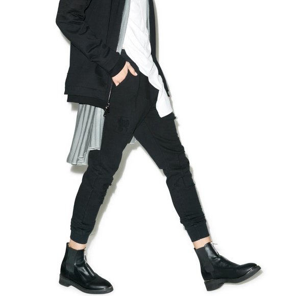 Dolls Kill Pants - DRIFTER Distressed Ripped Sweats Joggers Raw Hem